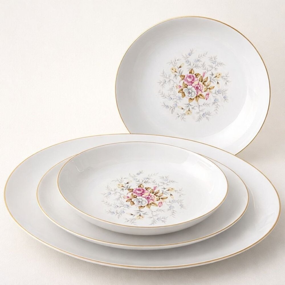 Vintage Wentworth China Petit Point 7701 Serving Set | America250 Tableware